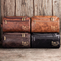 Best Dad Ever - Personalized Leather Toiletry Bag