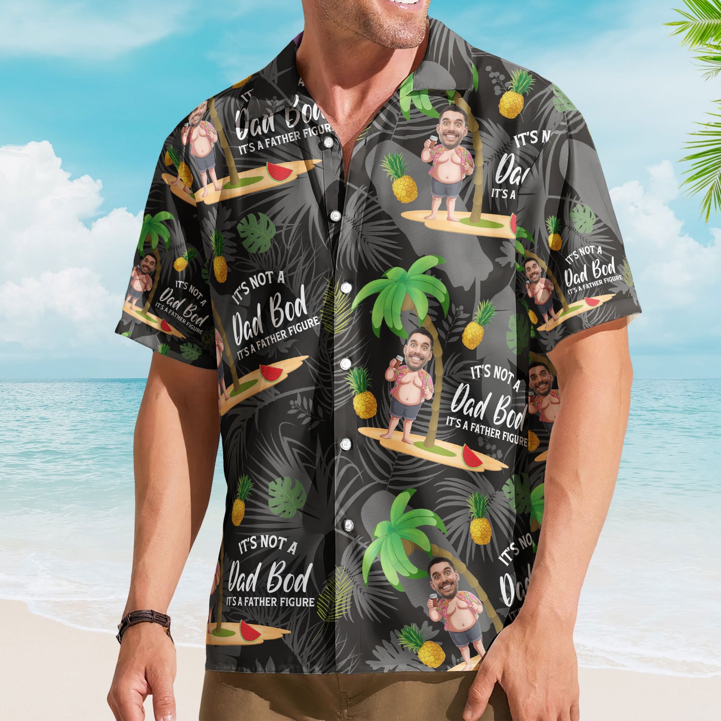 It's Not A Dad Bod It's A Father Figure - Personalized Photo Hawaiian Shirt