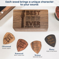 Best Dad Ever - Personalized Wooden Guitar Pick Box