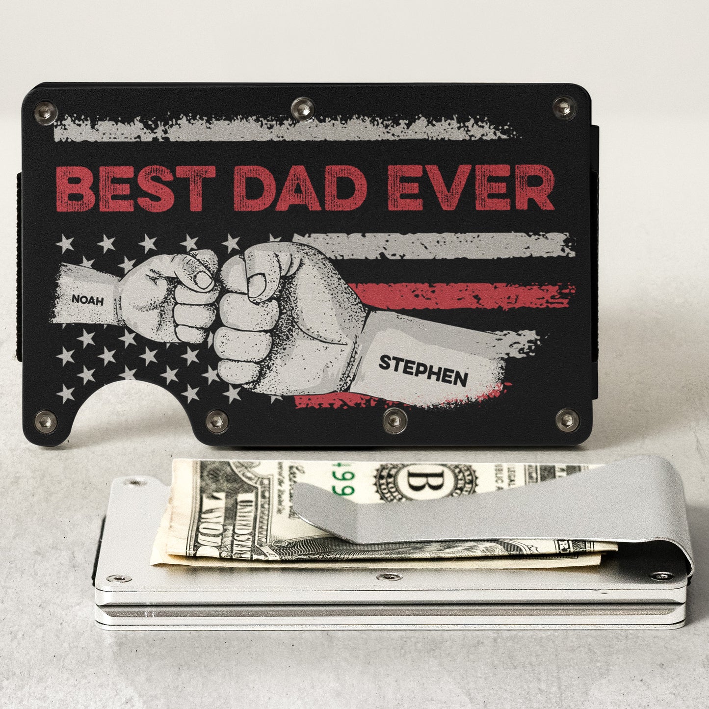 Best Dad Ever Retro Style - Personalized Metal Wallet