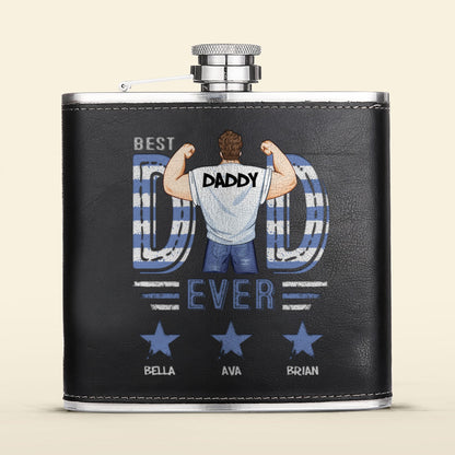 Best Dad Ever Star - Personalized Leather Flask