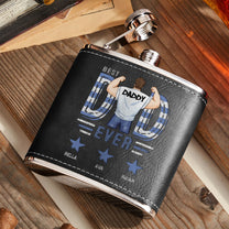 Best Dad Ever Star - Personalized Leather Flask