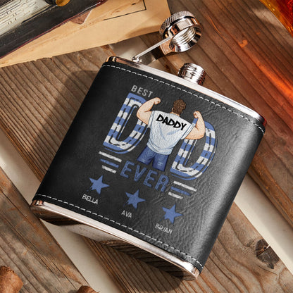 Best Dad Ever Star - Personalized Leather Flask