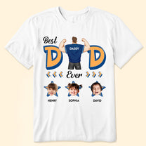 Best Dad Ever Star - Personalized Photo Shirt