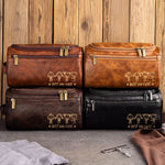 Best Dad Ever - Stick Figure Version - Personalized Leather Toiletry Bag