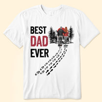 Best Dad Ever Vintage - Dad & Daughter, Son Walking - Personalized Shirt