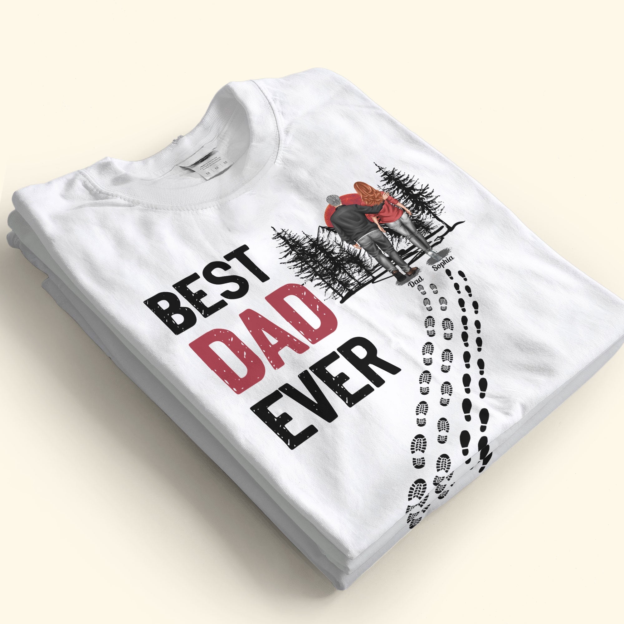 Best Dad Ever Vintage - Dad & Daughter, Son Walking - Personalized Shirt