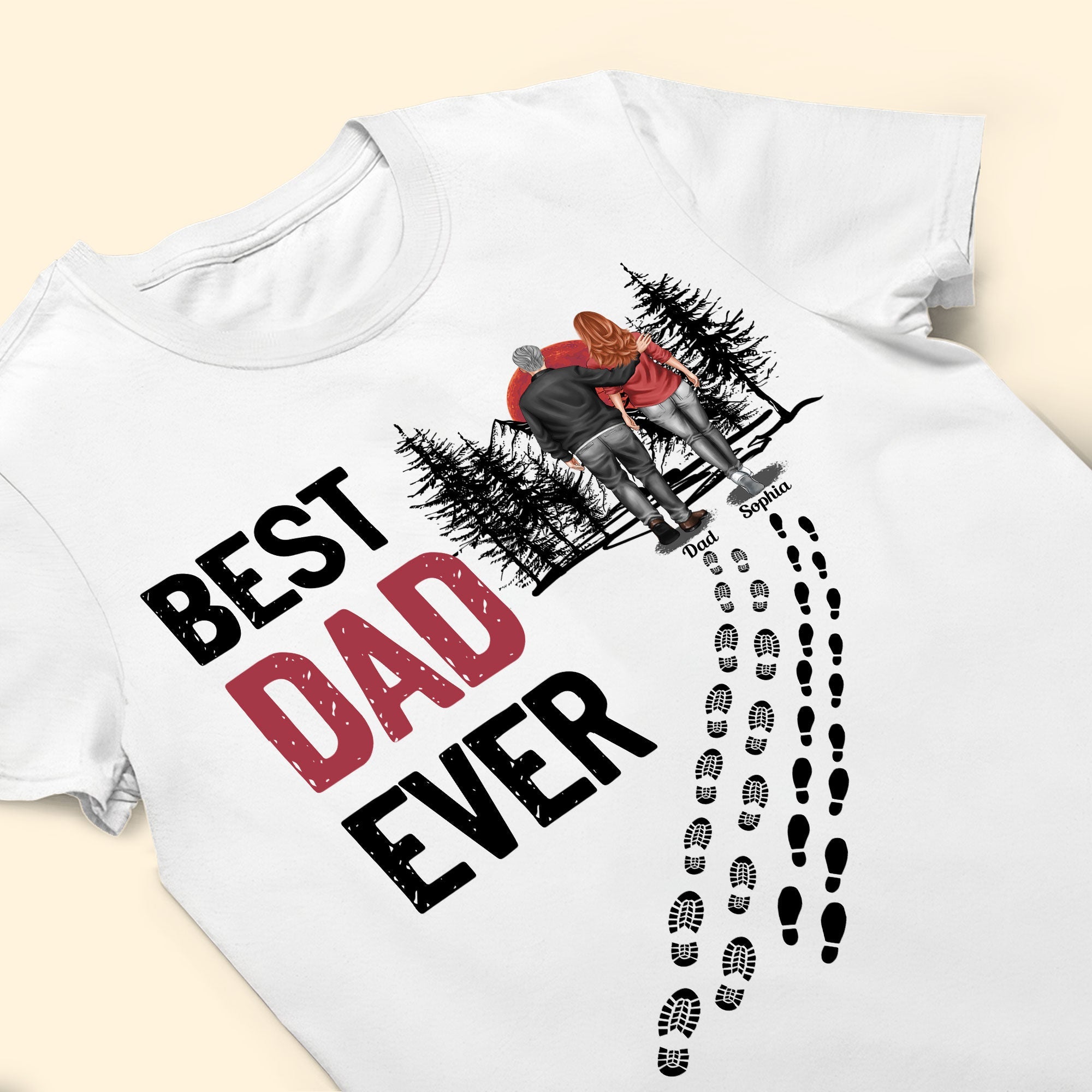 Best Dad Ever Vintage - Dad & Daughter, Son Walking - Personalized Shirt