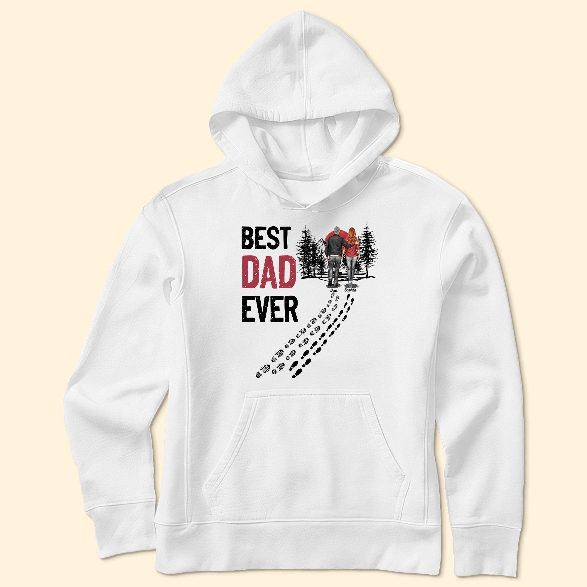 Best Dad Ever Vintage - Dad & Daughter, Son Walking - Personalized Shirt