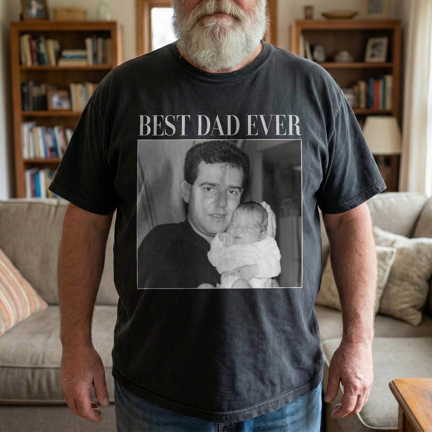 Best Dad Ever - Vintage Version - Personalized Photo Comfort Tee