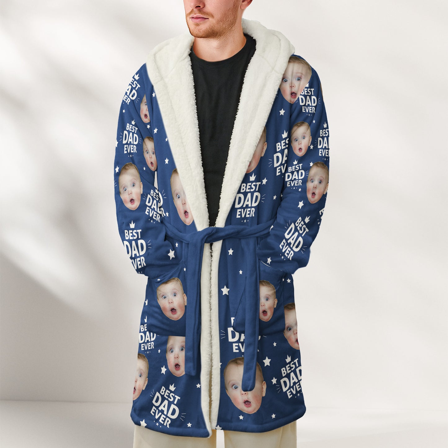 Best Dad Ever, Best Mom Ever, Best Papa Ever, Best Grandma Ever - Personalized Photo Hooded Robe