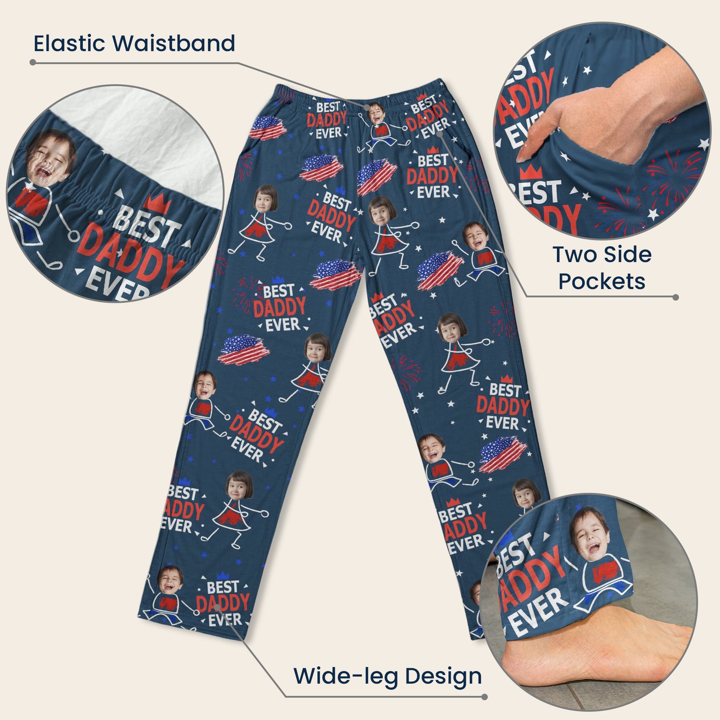 Best Dad Grandpa Ever Custom Photo - Personalized Lounge Pants