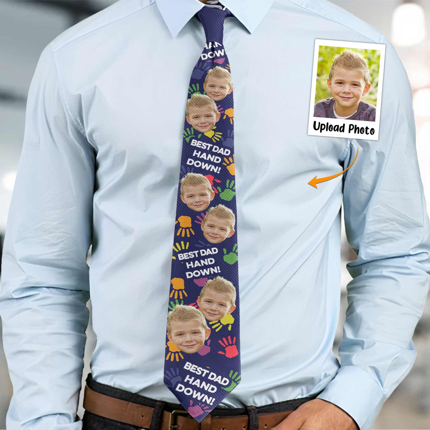 Best Dad Hand Down - Personalized Custom Photo Tie