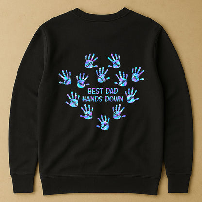 Best Dad Hands Down - Personalized Back Printed Shirt