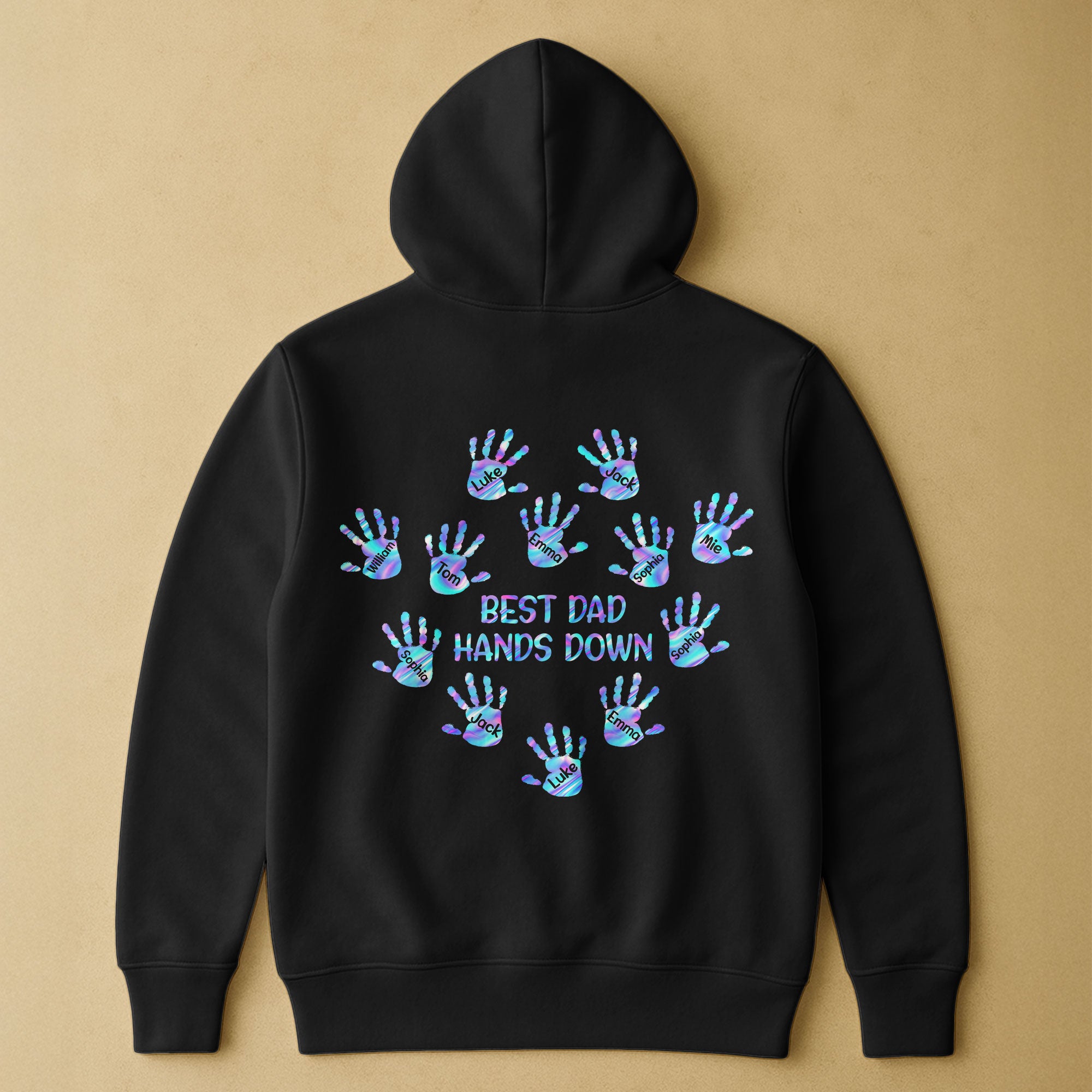 Best Dad Hands Down - Personalized Back Printed Shirt