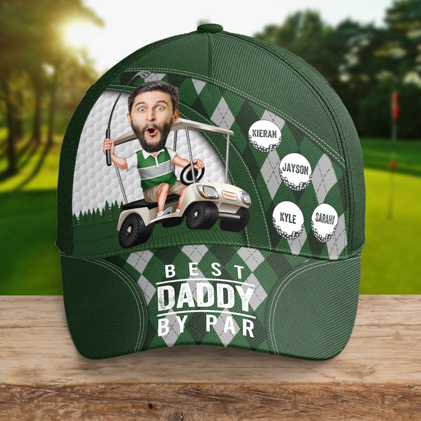 Best Daddy By Par For Dad Grandpa Papa Custom Kids Names - Personalized Photo Classic Cap