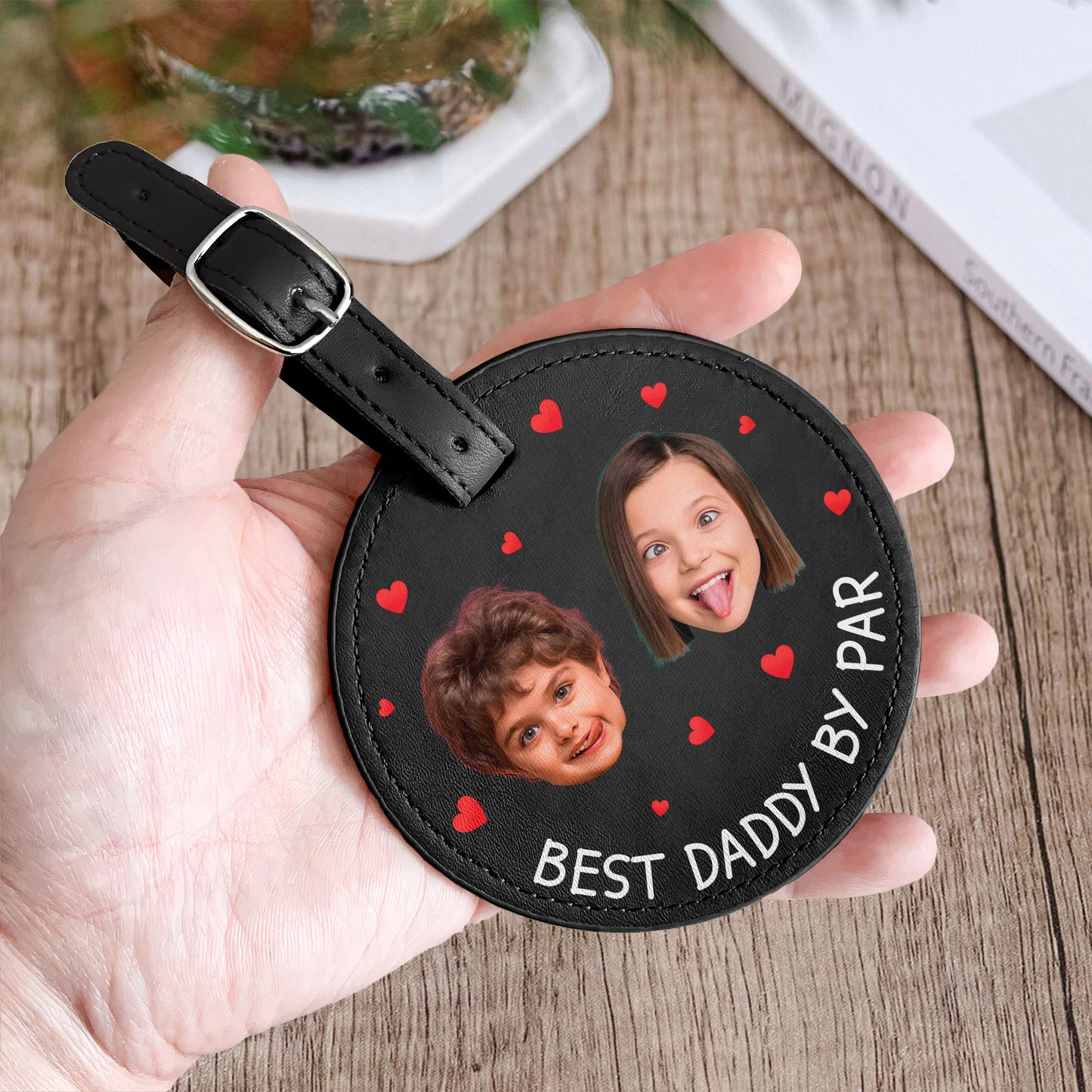 Best Daddy By Par - Personalized Photo Leather Golf Bag Tag