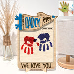 Best Daddy Ever Hands Down Handprint Happy Father's Day - Personalized Wooden Plaque