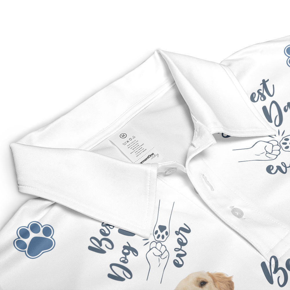 Best Dog Dad Ever - Personalized Photo Polo Shirt