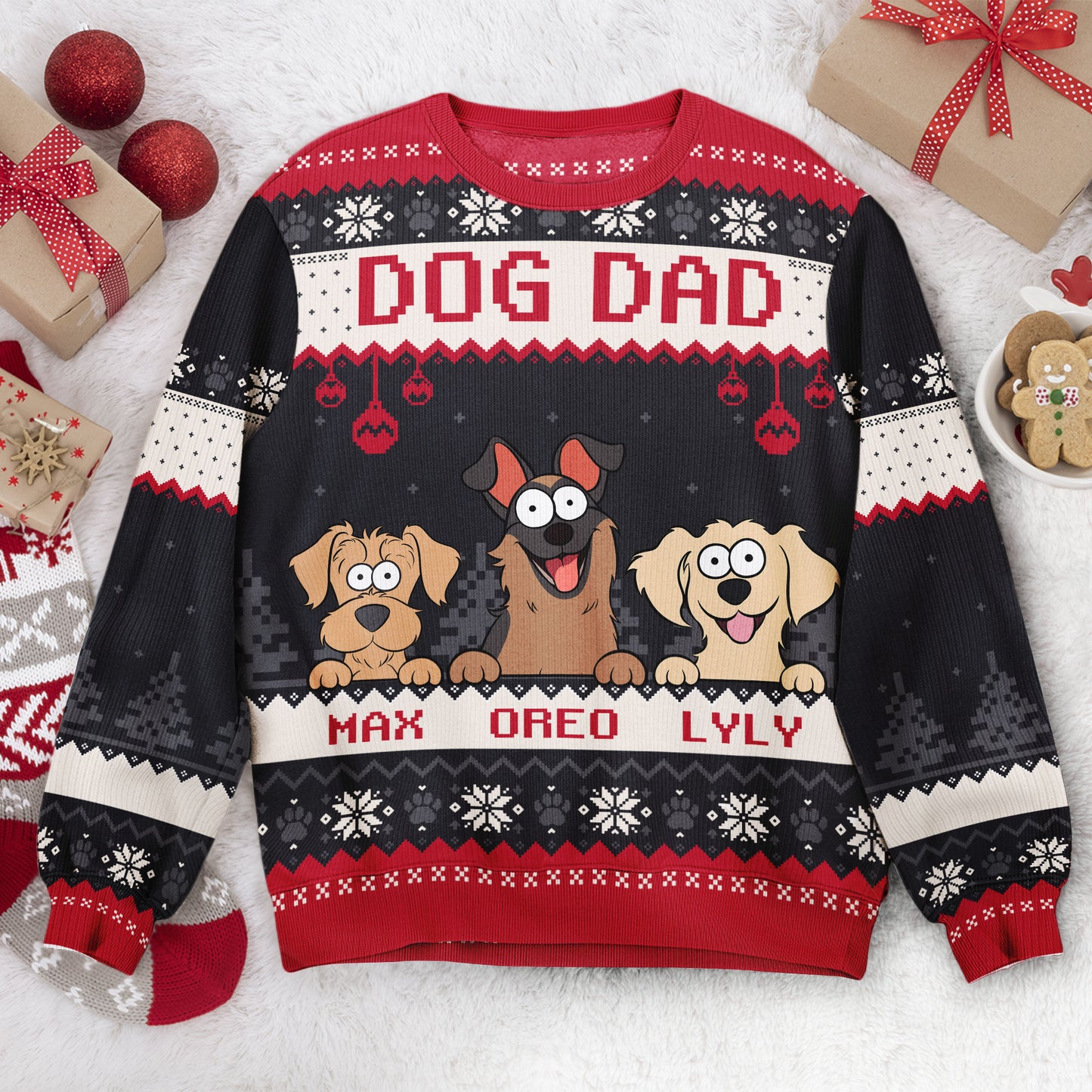 Best Dog Dad Ever - Personalized Ugly Sweater