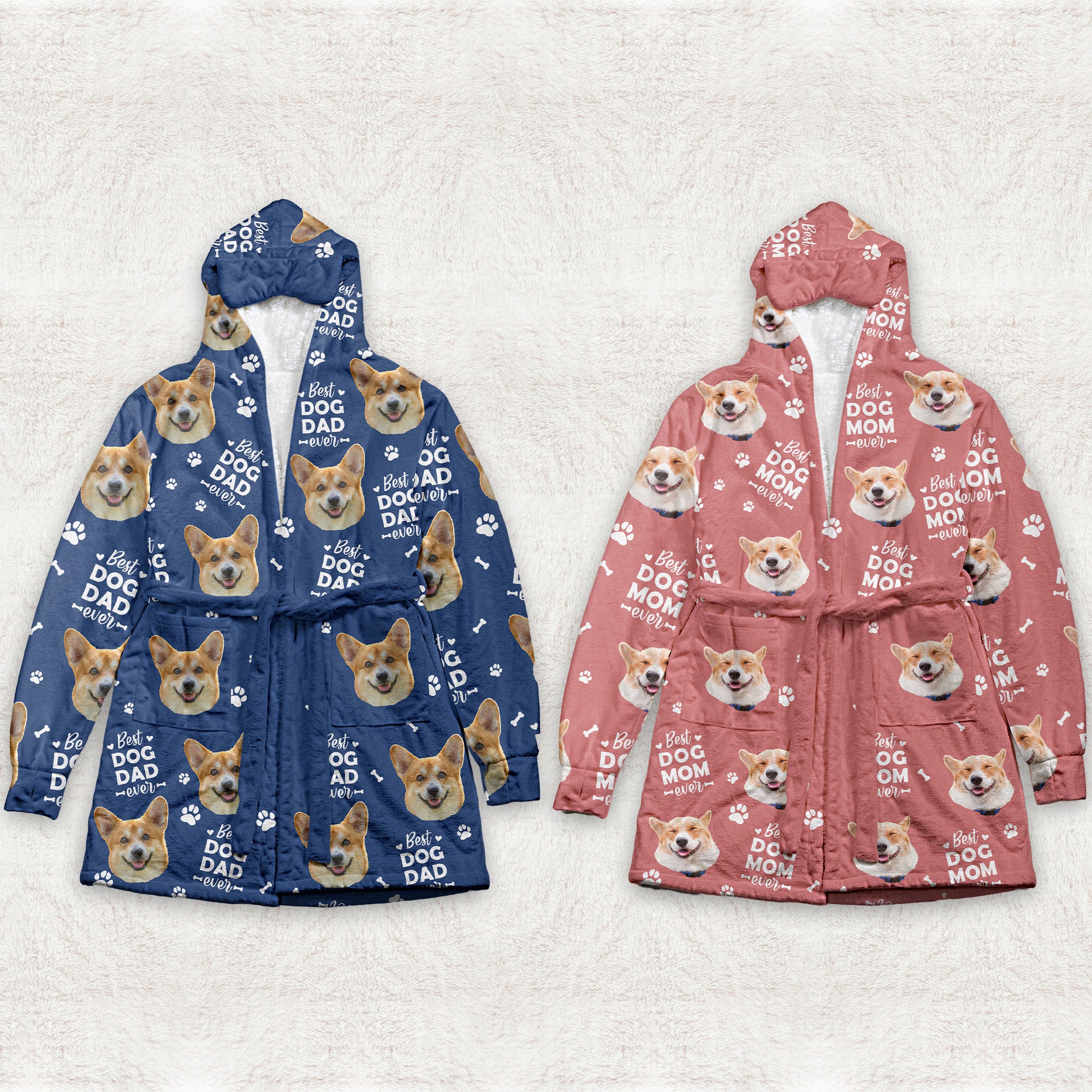 Best Dog Dad Ever, Best Dog Mom Best Cat Dad Mom - For Pet Lovers - Personalized Photo Hooded Robe