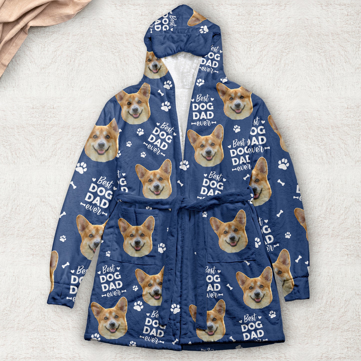 Father's Day Gifts, Best Dog Dad Ever, Best Dog Mom Best Cat Dad Mom - For Pet Lovers - Personalized Photo Hooded Robe