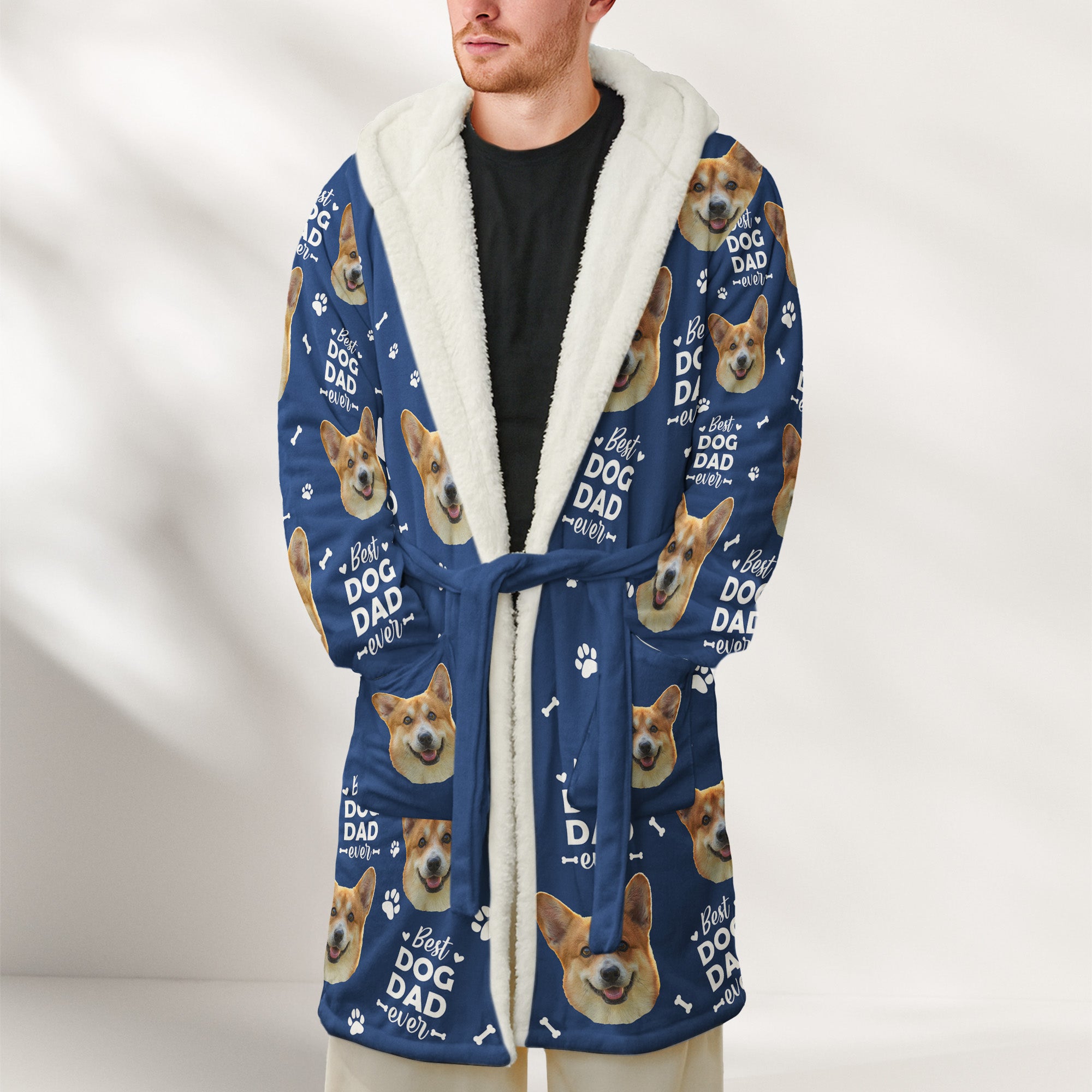 Best Dog Dad Ever, Best Dog Mom Best Cat Dad Mom - For Pet Lovers - Personalized Photo Hooded Robe