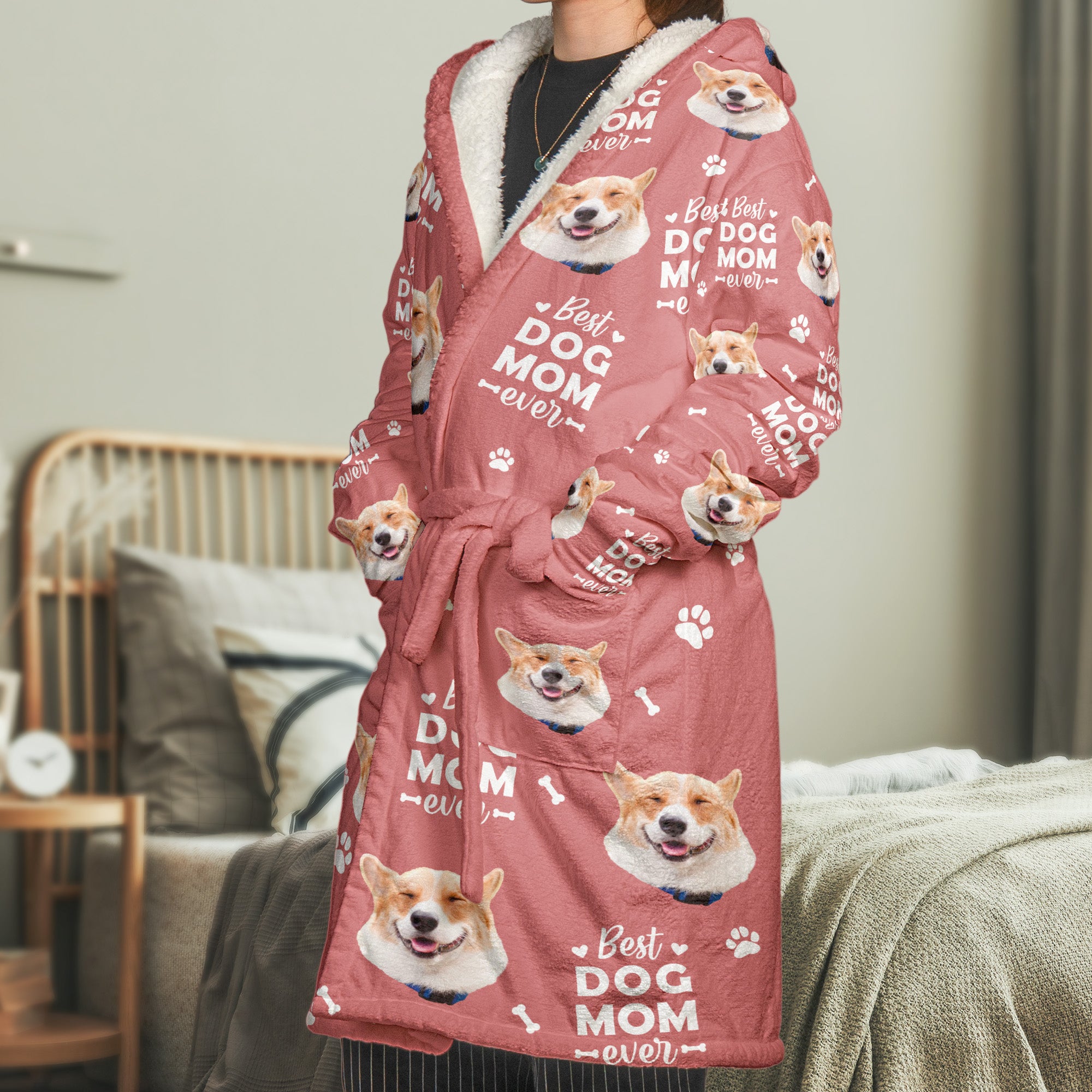 Best Dog Dad Ever, Best Dog Mom Best Cat Dad Mom - For Pet Lovers - Personalized Photo Hooded Robe