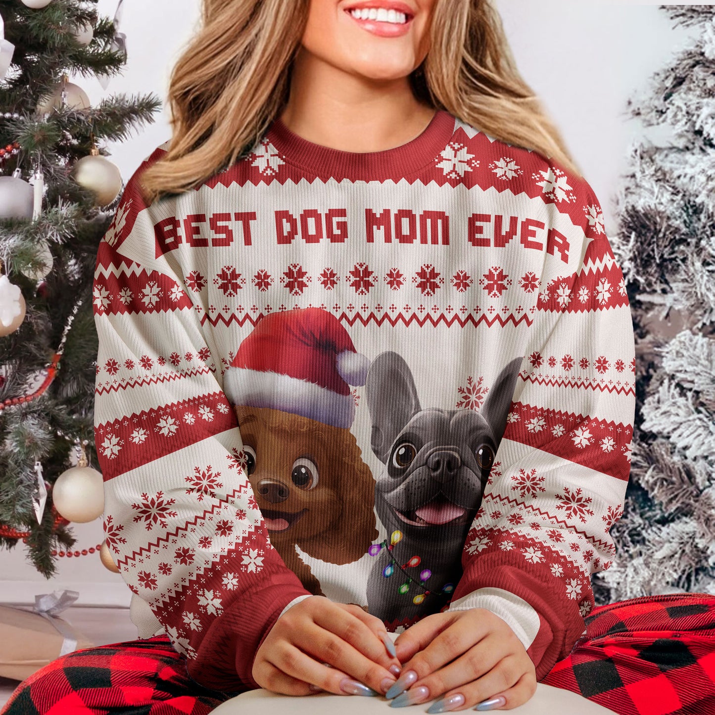 Best Dog Mom Ever - 3D Style - Personalized Ugly Sweater
