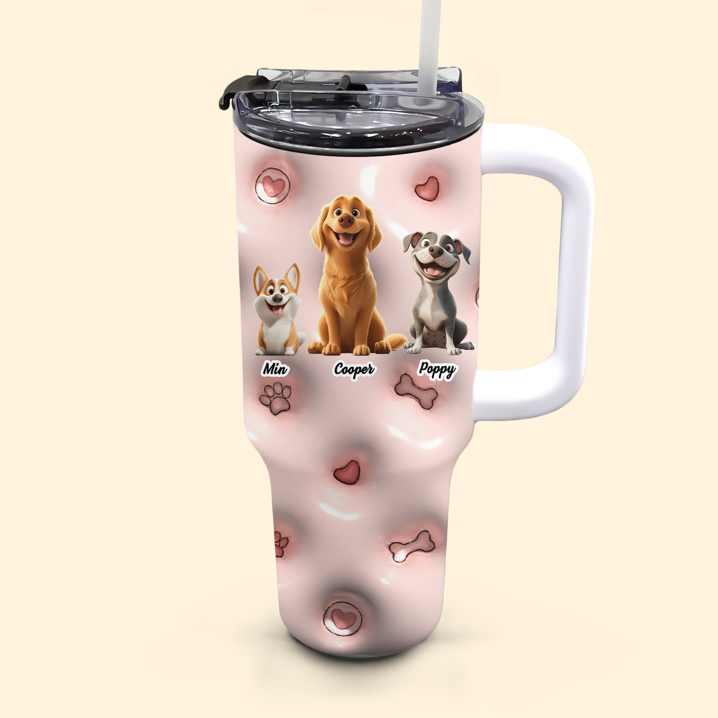 Best Dog Mom Ever Inflated Print - Personalized 40oz Tumbler With Straw