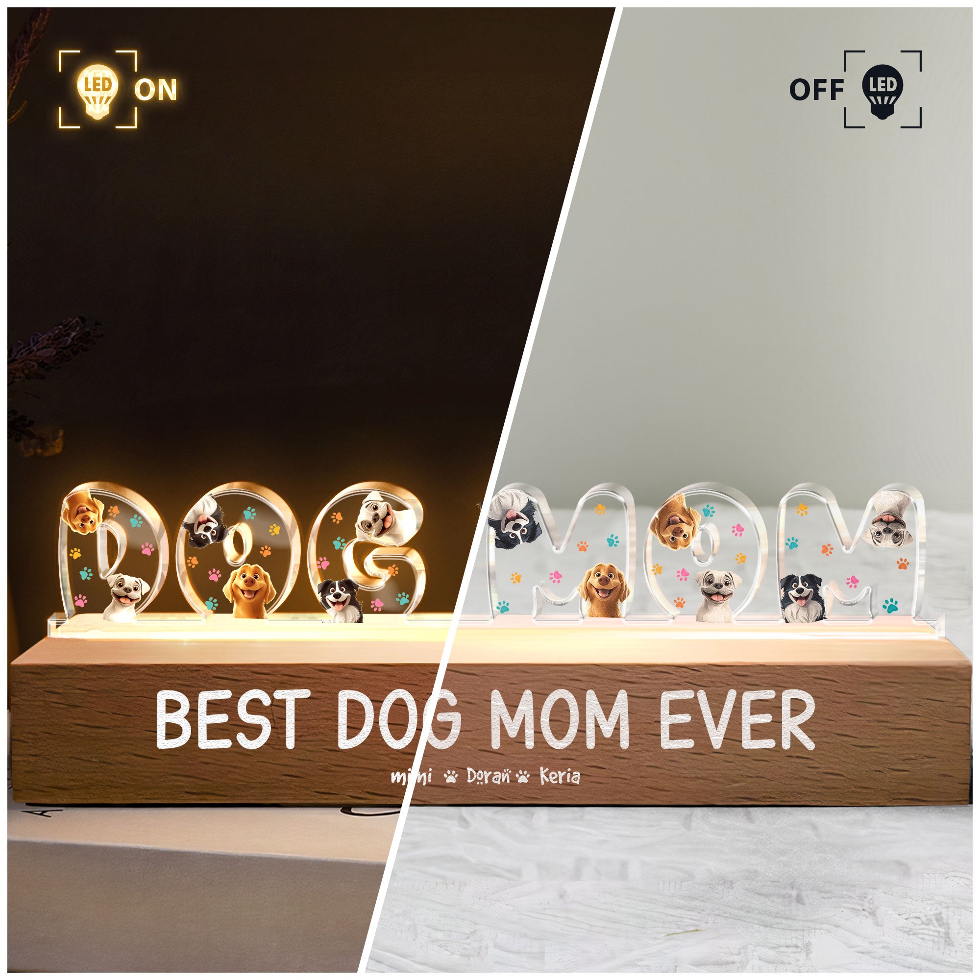 Best Dog Mom Ever New Version - Personalized LED Night Light