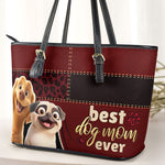 Best Dog Mom Ever - Personalized Leather Tote Bag