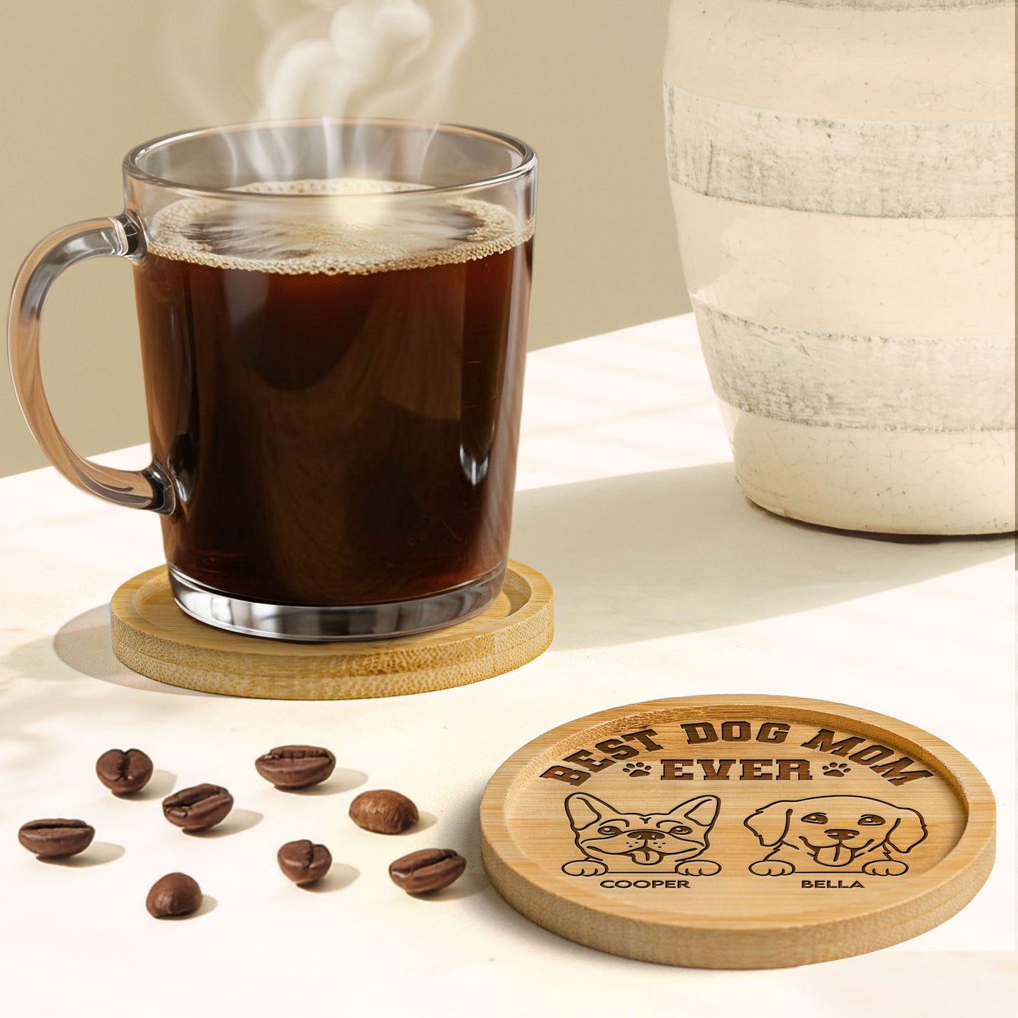 Best Dog Mom Ever - Personalized Wooden Coaster