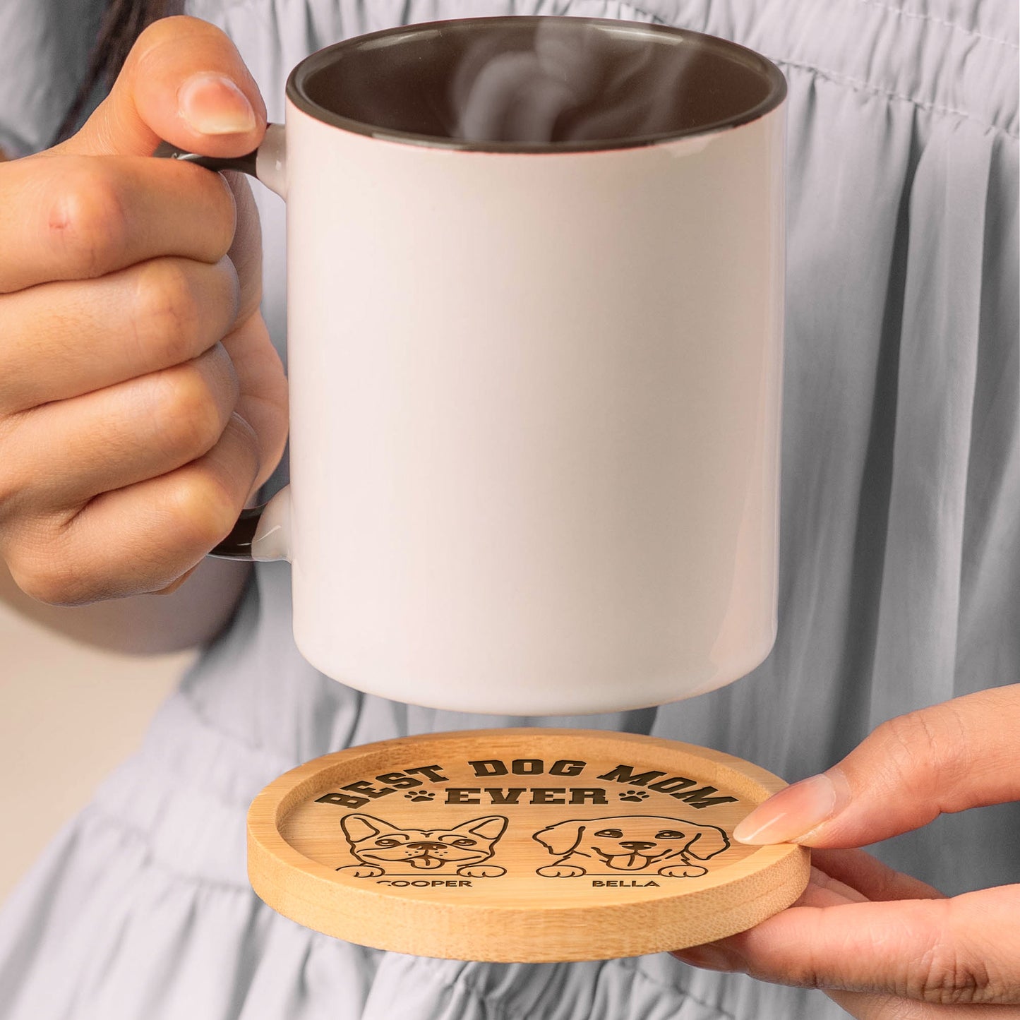 Best Dog Mom Ever - Personalized Wooden Coaster
