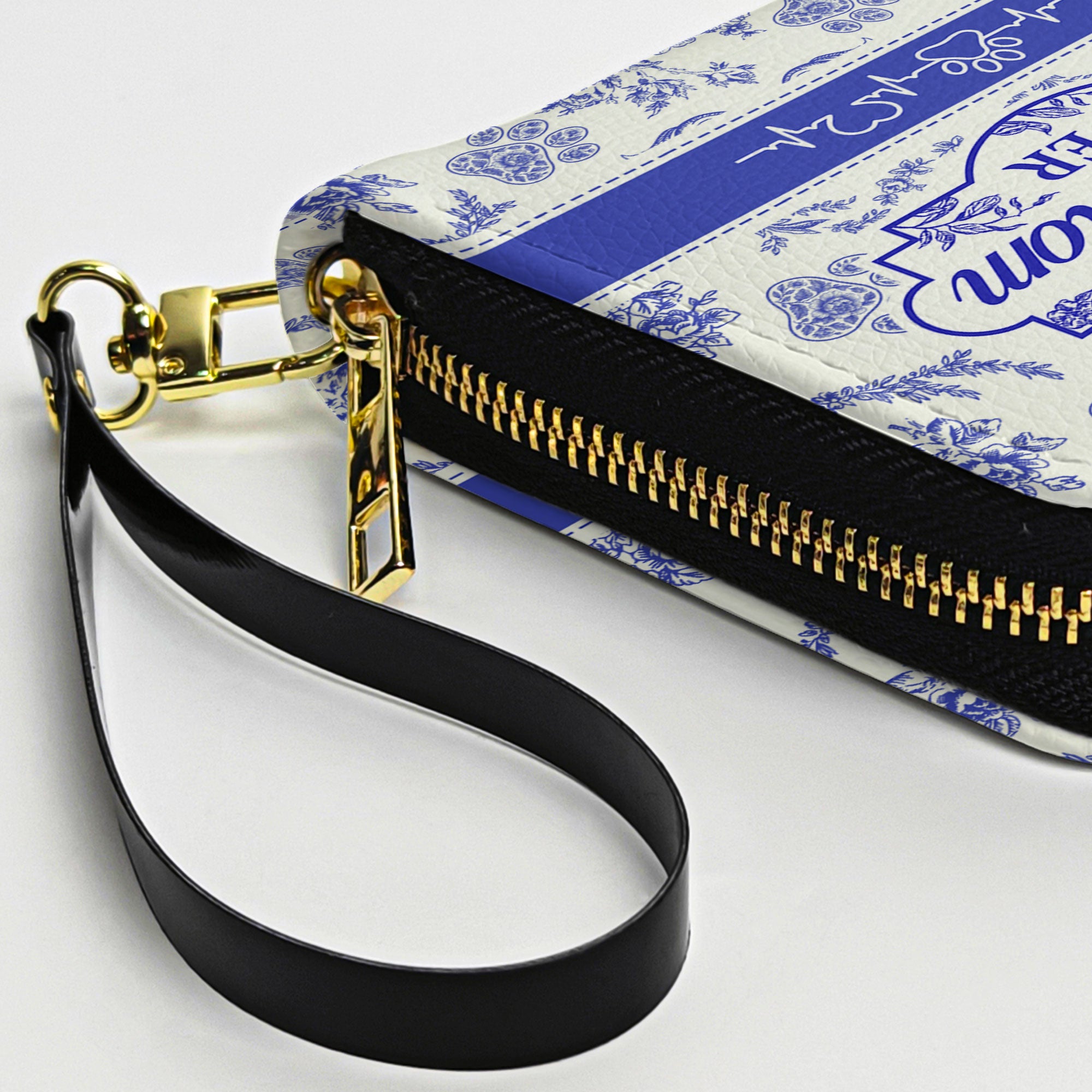 Best Dog Mom Ever Toile De Jouy Chinoiserie - Personalized Leather Long Wallet