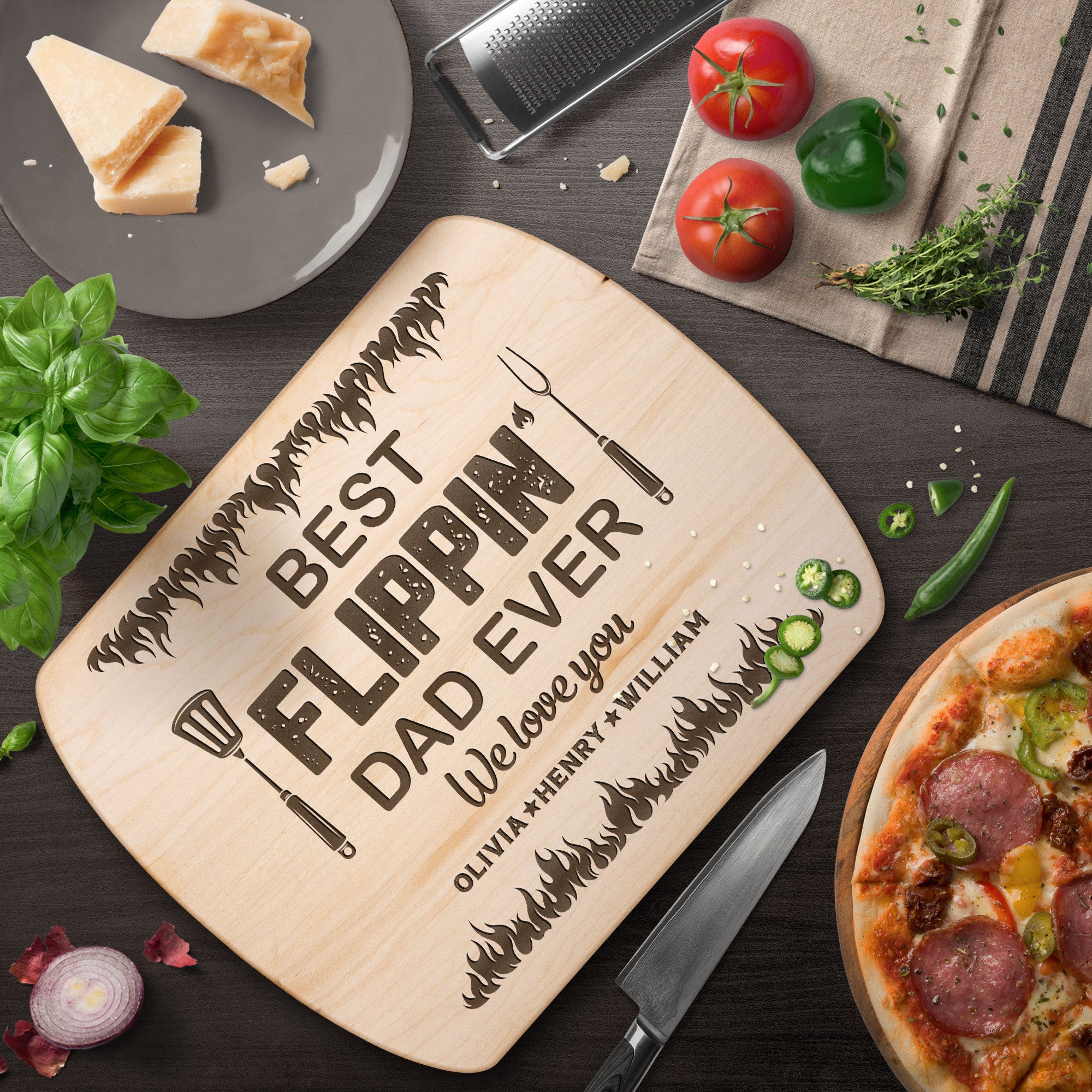 Best Flippin Dad Ever - Personalized Engraved Oval Cutting Board – Macorner