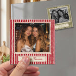 Best Friend Custom Photo - Christmas Gifts For Bestie, Sister - Vintage Stripe - Personalized Magnet