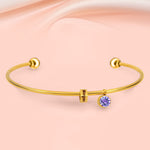 Best Friend Gift- Personalized Engravable Bead Name Cuff Bracelet With Birthstone