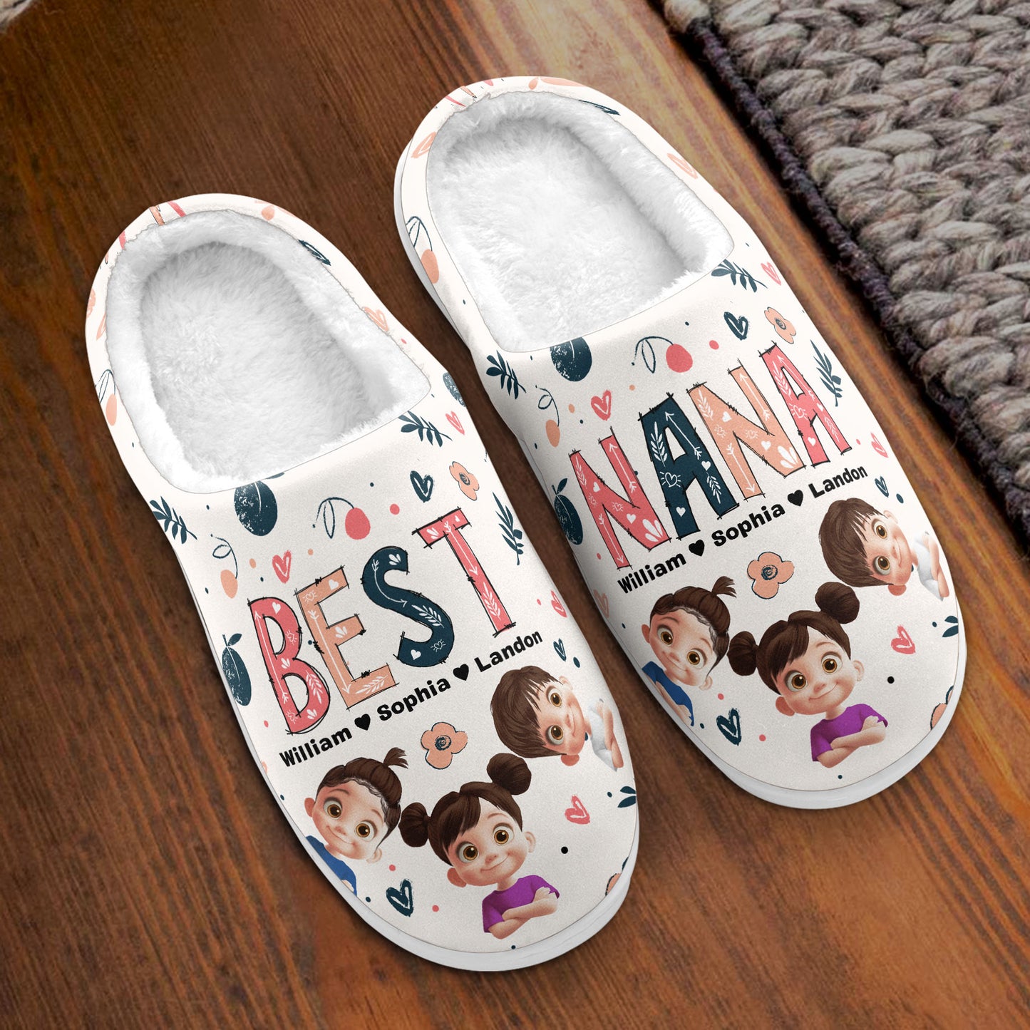 Best Grandma Custom Cute Grandkids - For Gigi, Nana, Mimi, Custom Nicknames - Personalized Slippers
