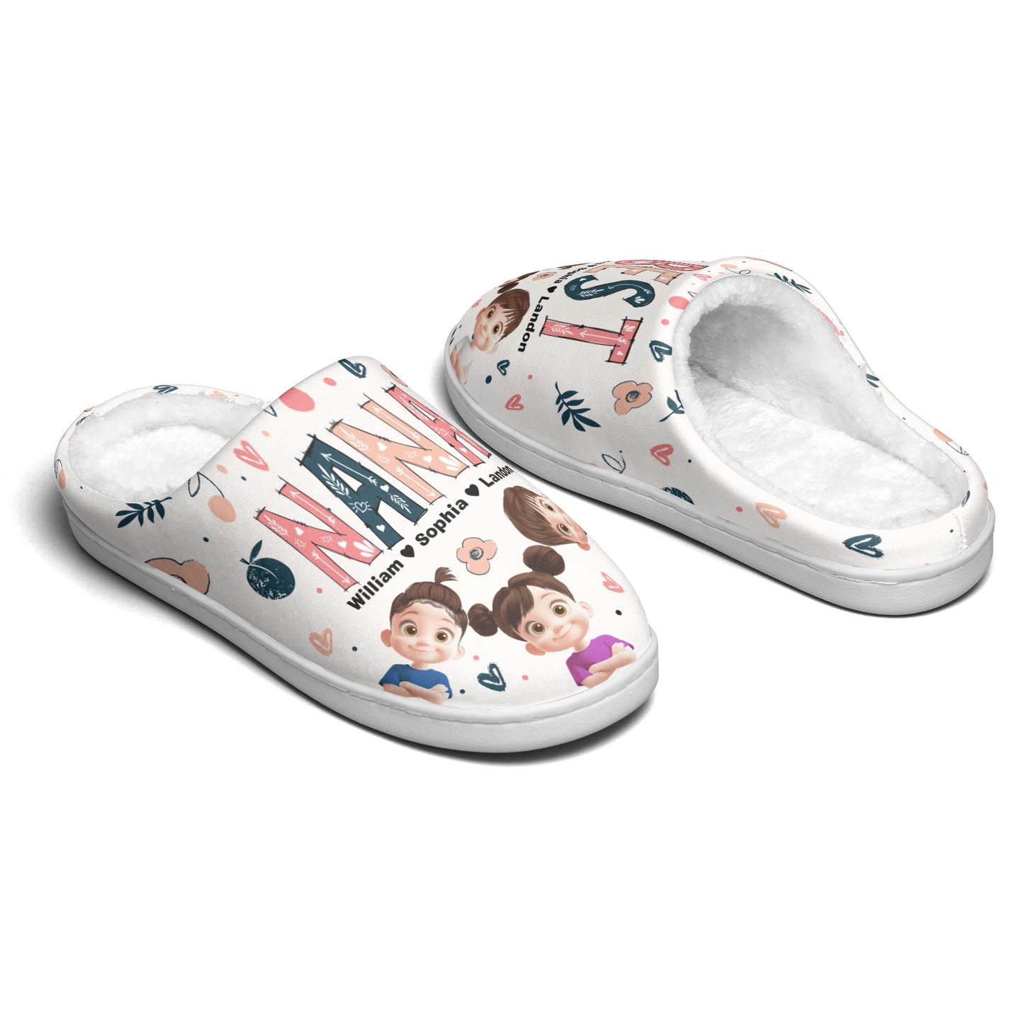 Best Grandma Custom Cute Grandkids - For Gigi, Nana, Mimi, Custom Nicknames - Personalized Slippers