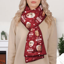 Best Mom Ever Custom Kid Face - Personalized Photo Fleece Scarf