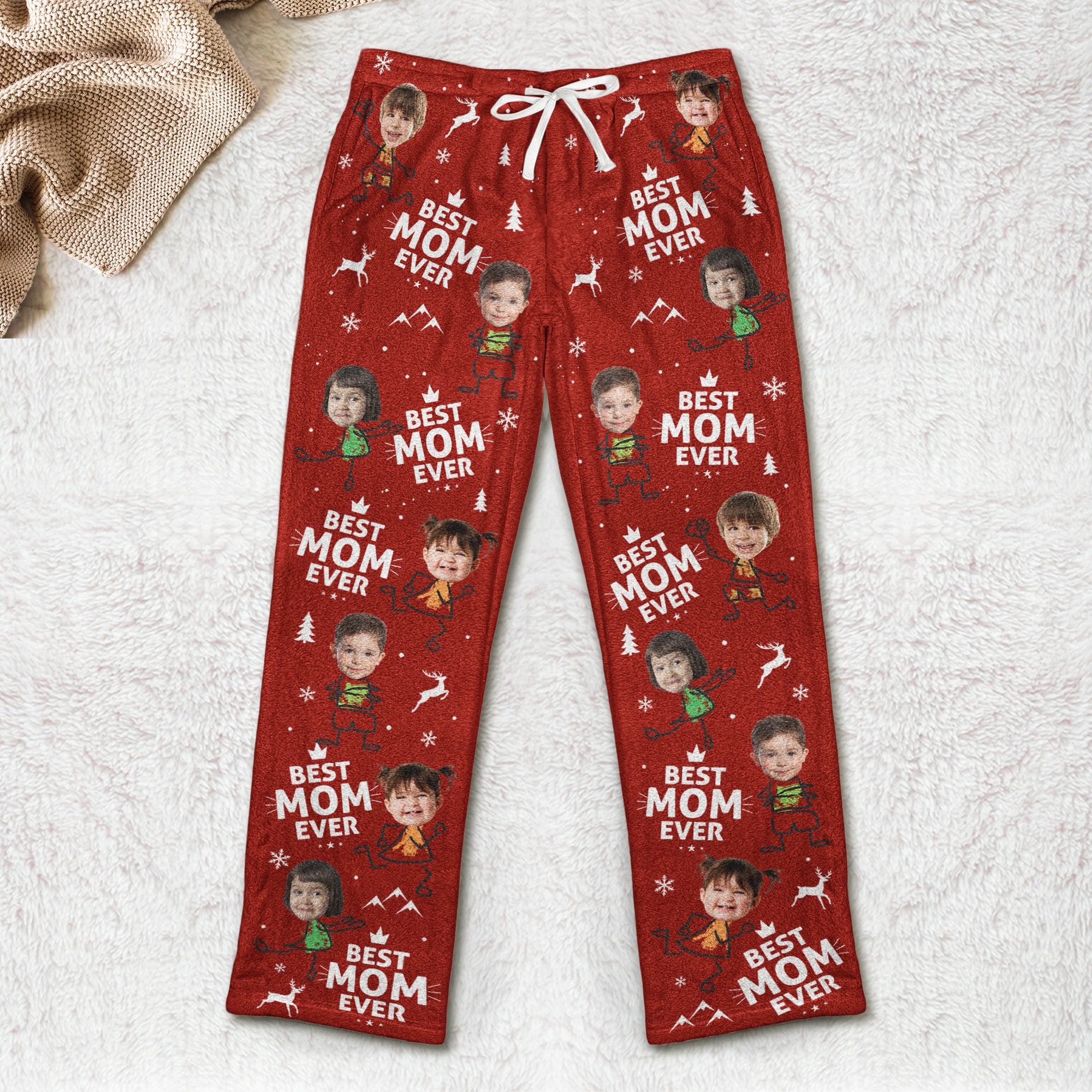 Best Mom Ever Custom Photo - Personalized Photo Fleece Pajama Pants