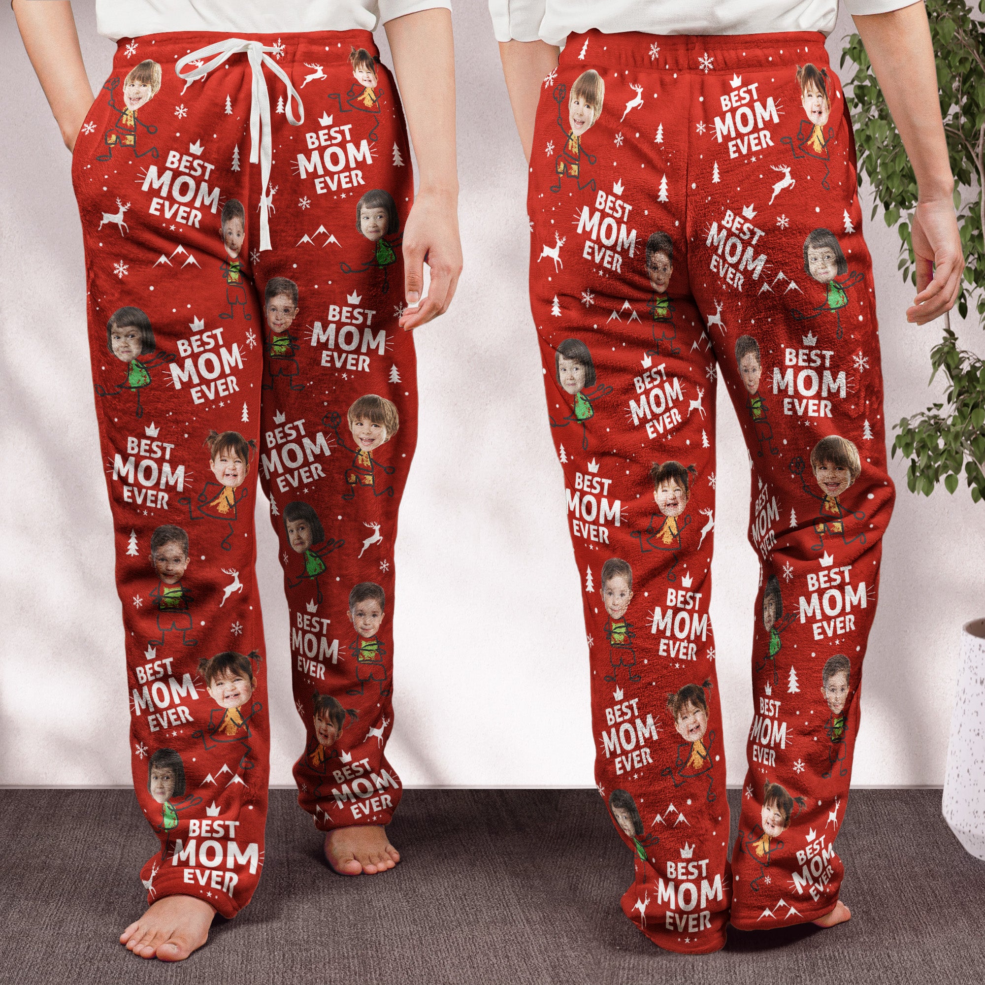 Best Mom Ever Custom Photo - Personalized Photo Fleece Pajama Pants