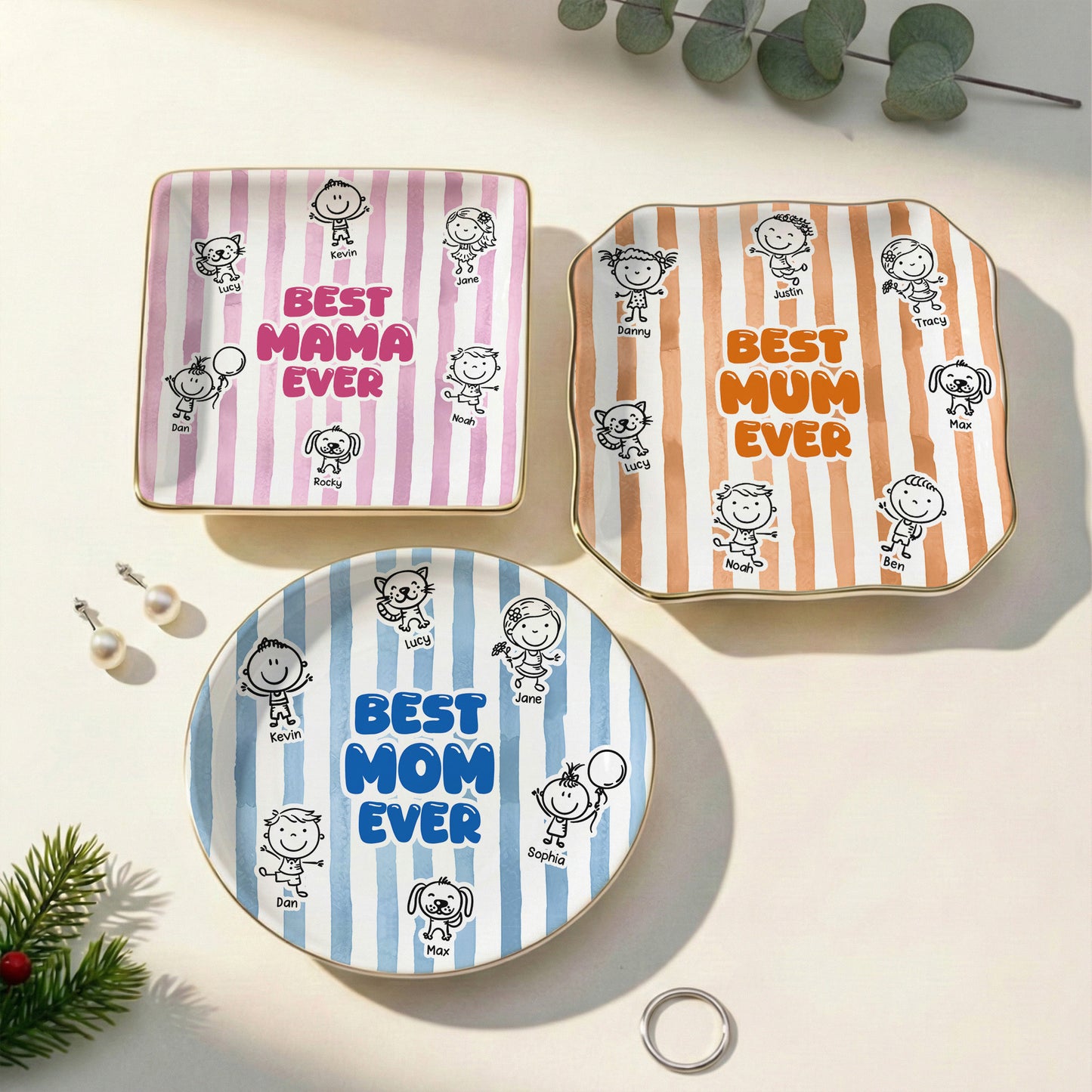 Best Mom Ever Doodle - Personalized Jewelry Dish