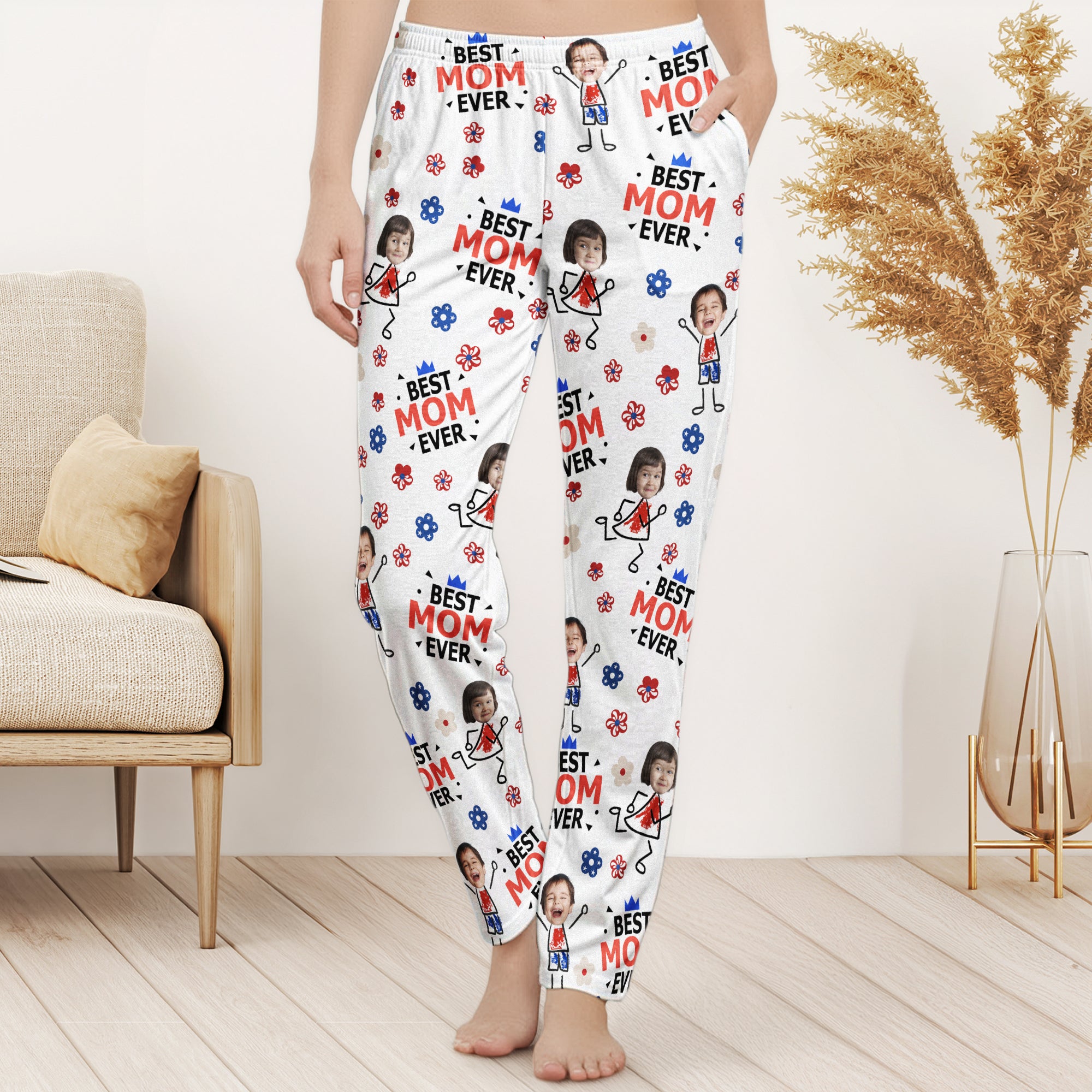 Best Dad Grandpa Ever Custom Photo - Personalized Lounge Pants