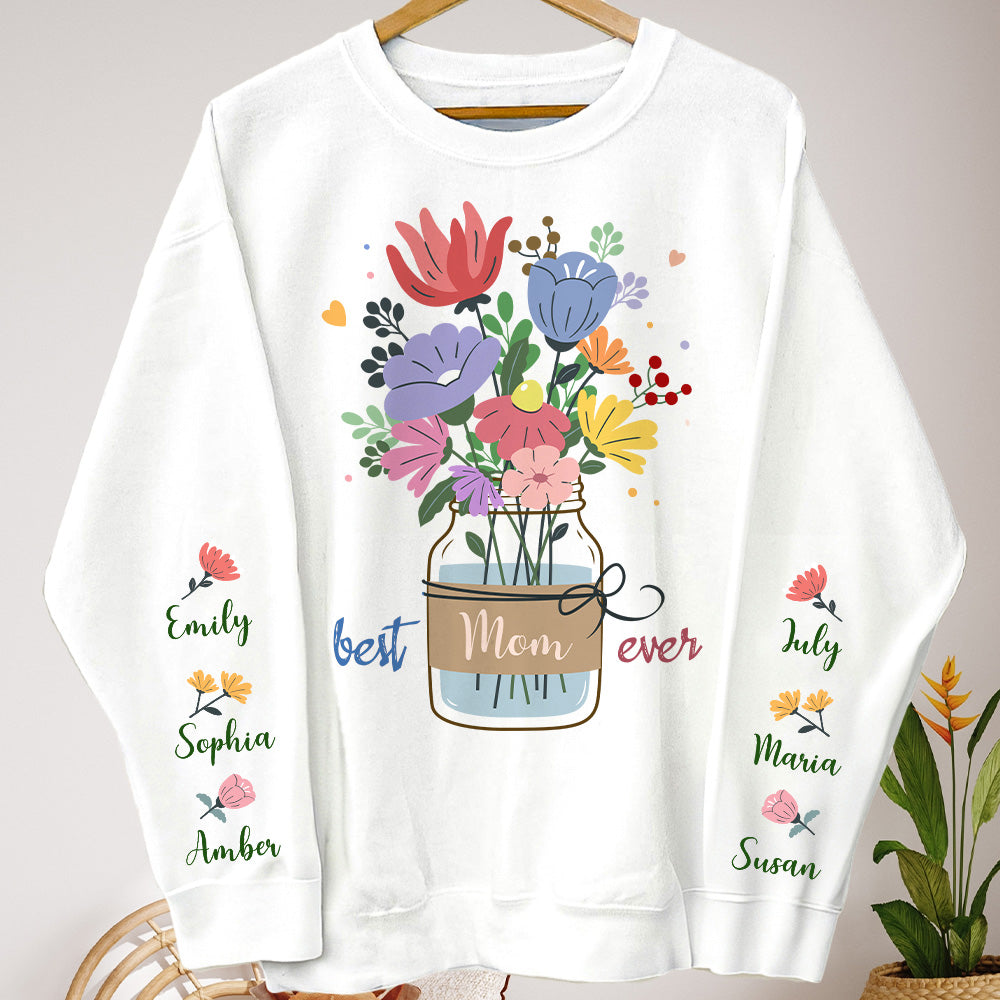 Best Mom, Grandma, Mama Ever Floral Custom Kids' Names - Up To 10 Names -Personalized Sweatshirt