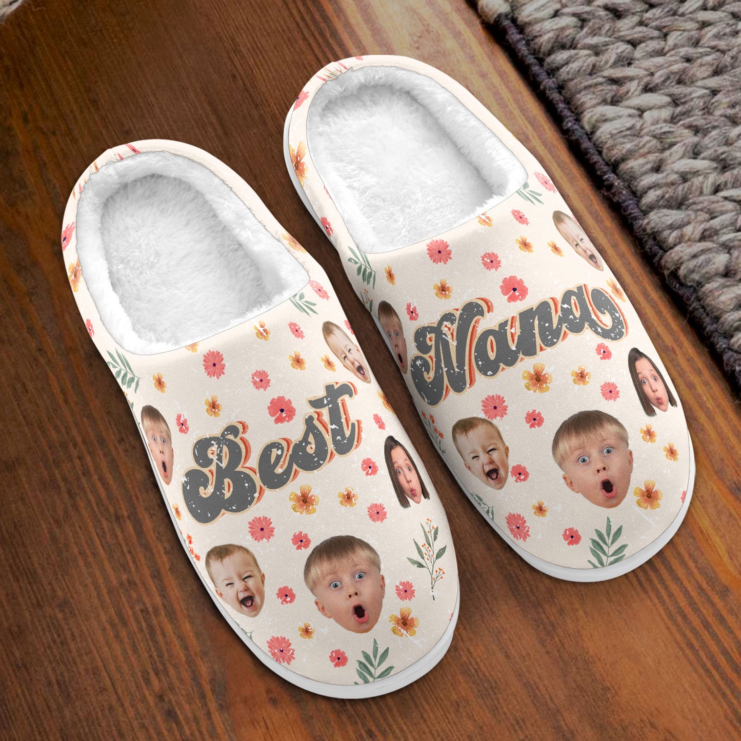 Best Nana Floral Version - Personalized Photo Slippers