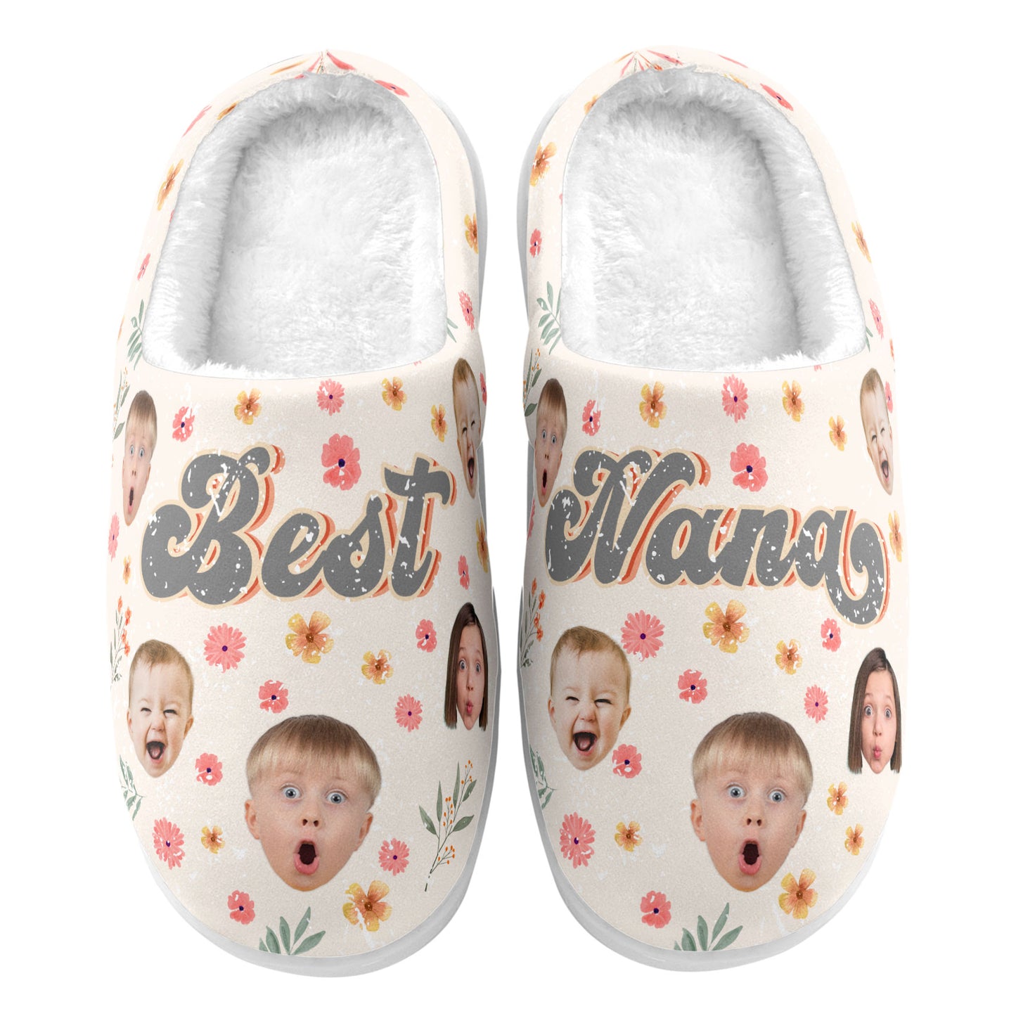 Best Nana Floral Version - Personalized Photo Slippers