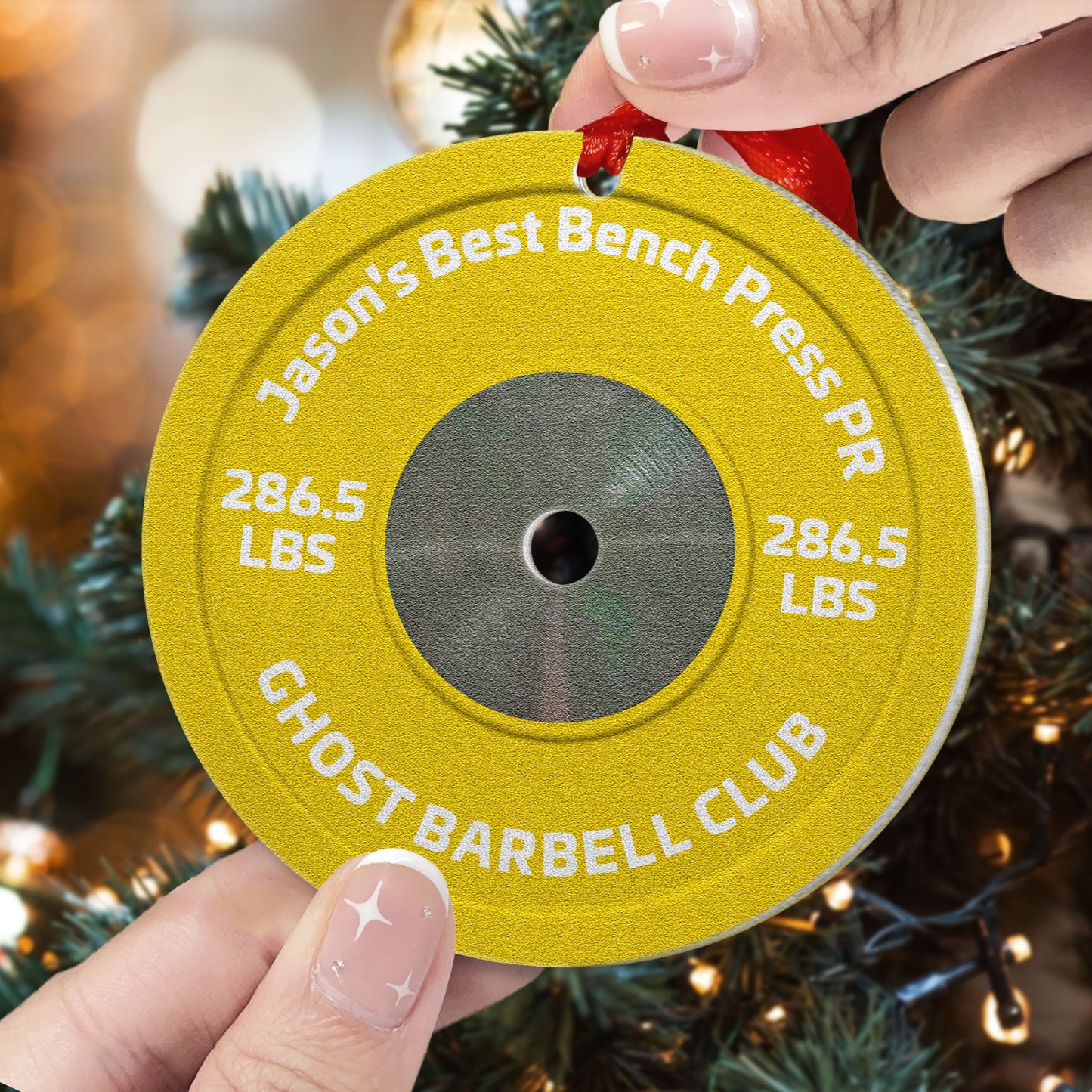[Only available in the U.S] Best PR On Weight Plate - Personalized Aluminum Ornament