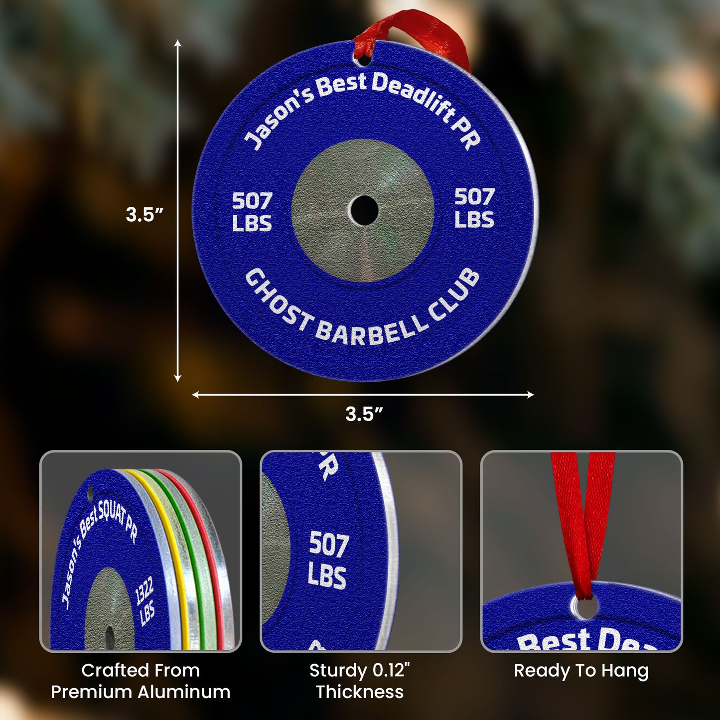 [Only available in the U.S] Best PR On Weight Plate - Personalized Aluminum Ornament